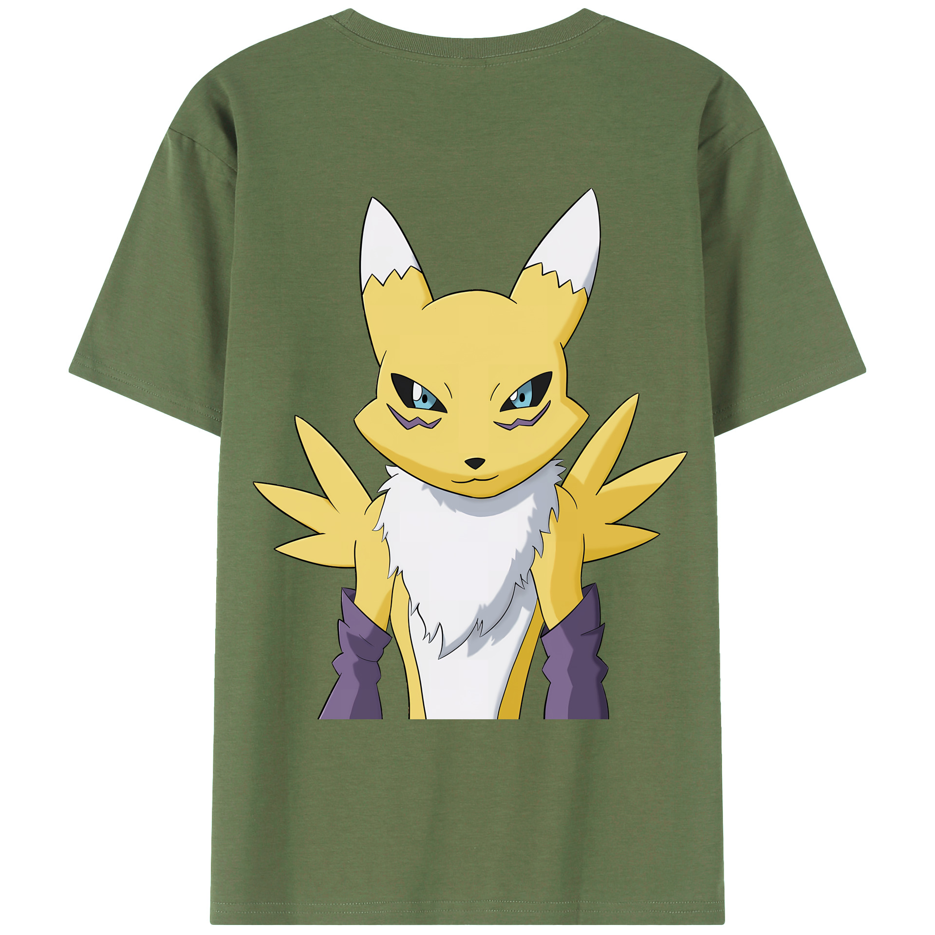 （画像用） Digimon デジタルモンスター/デジモン 綿100％ メンズ半袖Tシャツ（バックプリント） 通気性